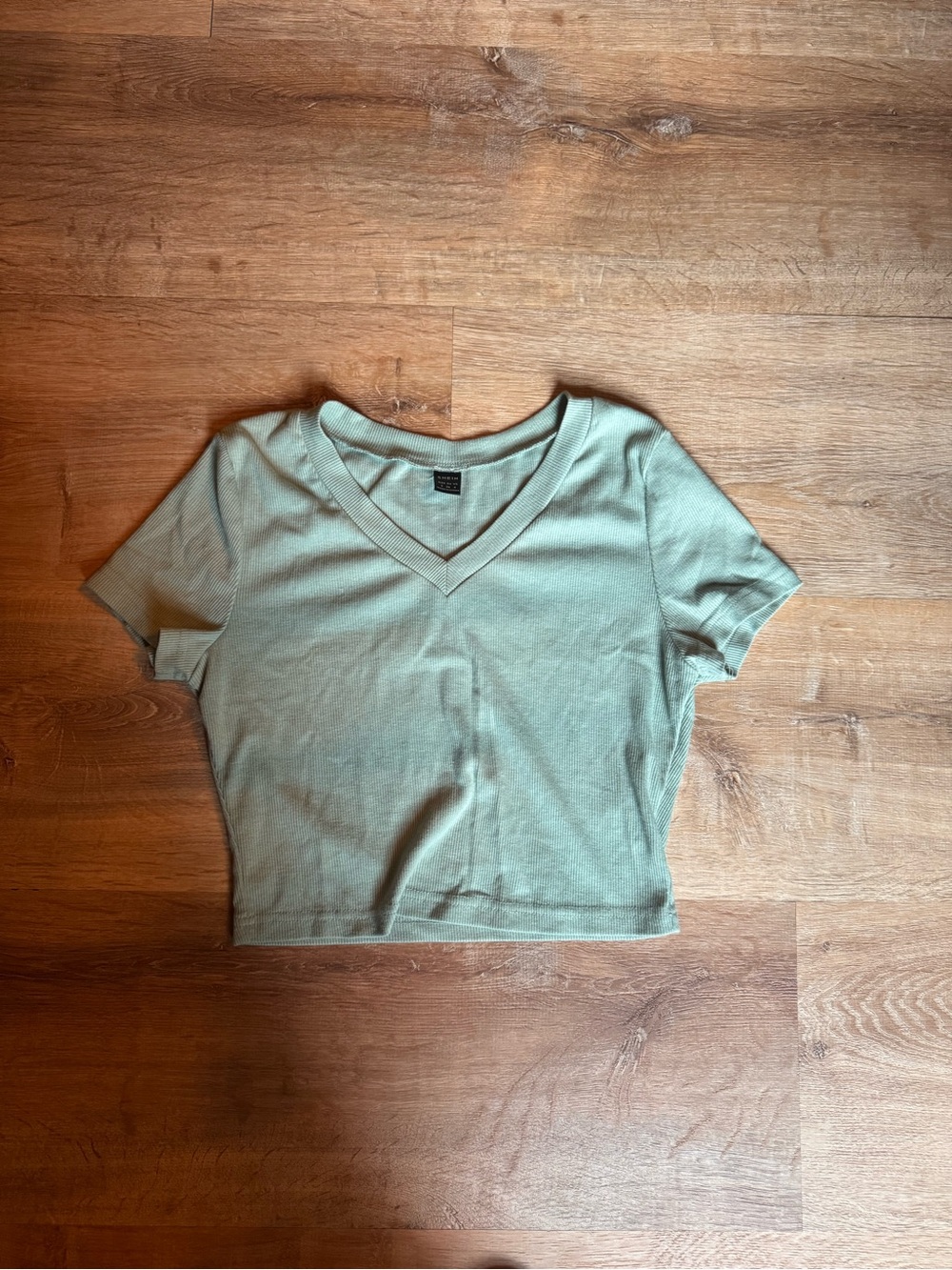 Women's Sage V-Neck Cotton Blend Crop Top